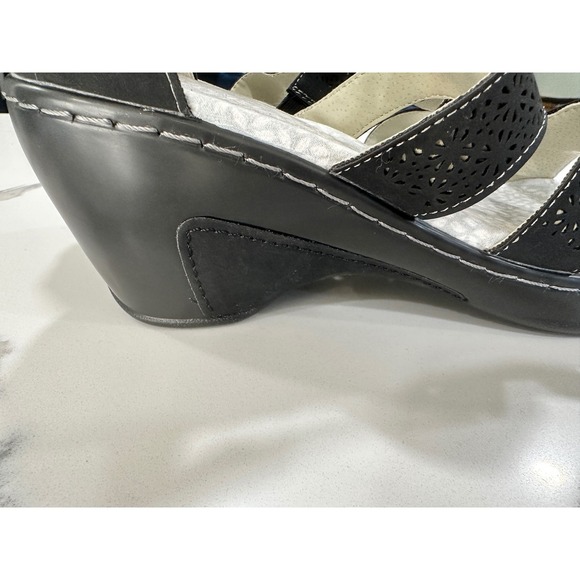 JBU by Jambu Black Vegan Memory Foam Wedge Sandals Women's Size 9.5M - Picture 4 of 8
